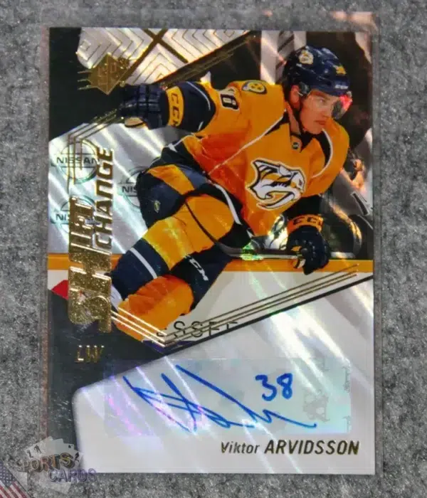 2015-16 Viktor Arvidsson #63 Upper Deck SPx Shift Change RC Auto-front