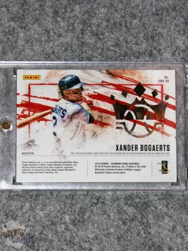 2019 Xander Bogaerts #DMS-XB Panini Diamond Kings Material Signatures-back