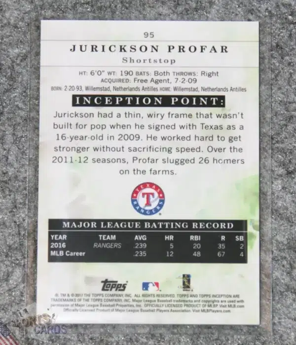 Alternative view of 2017 Jurickson Profar #95 Topps Inception Purple /150