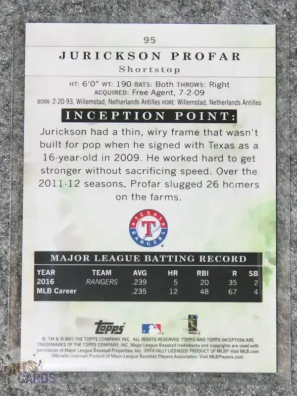 2017 Jurickson Profar #95 Topps Inception Purple /150-back