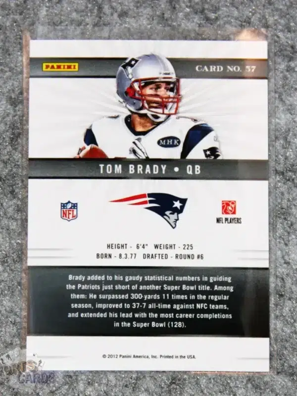 Alternative view of 2012 Tom Brady #57 Panini Donruss Elite