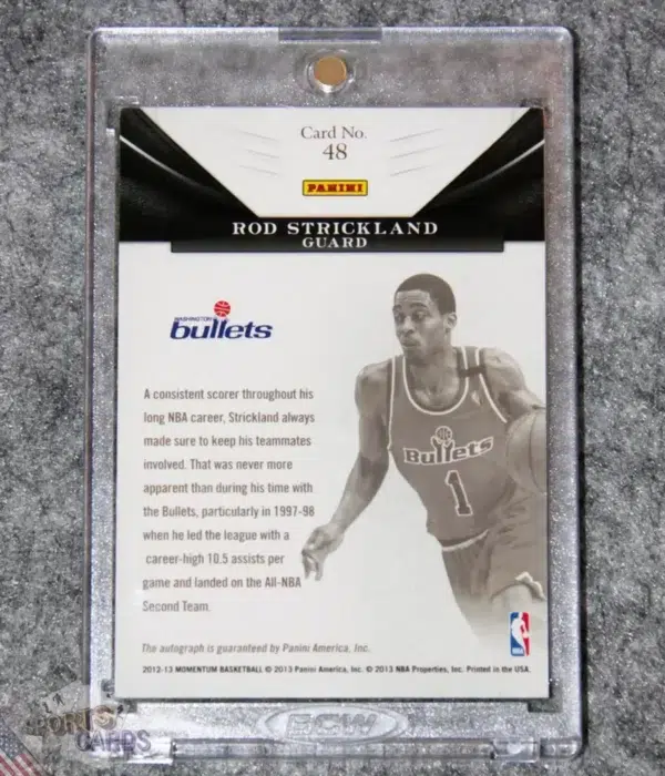 2012-13 Rod Strickland #48 Panini Momentum Monumental Marks Auto /99-back