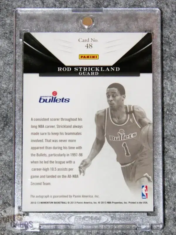 2012-13 Rod Strickland #48 Panini Momentum Monumental Marks Auto /99-back