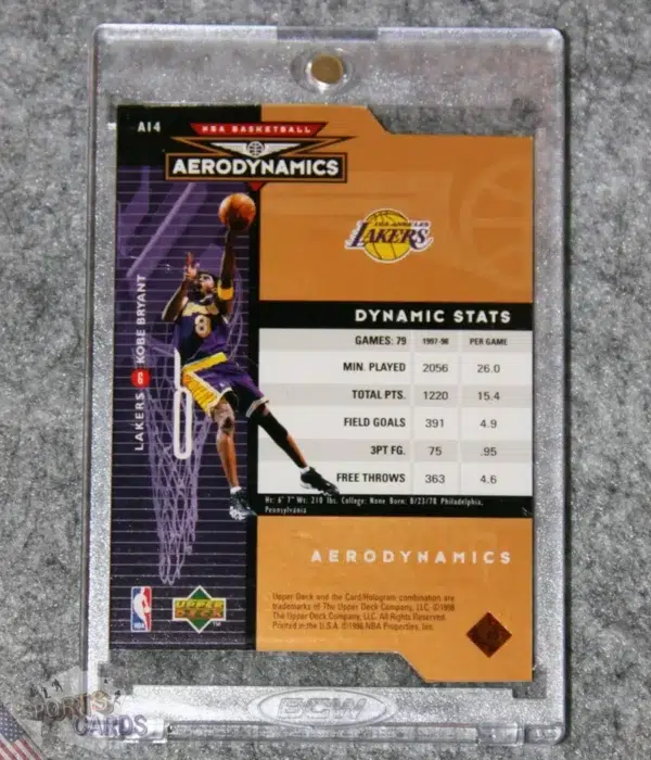Alternative view of 1998-99 Kobe Bryant #A14 Upper Deck AeroDynamics Bronze Quantum Die-Cut /2000