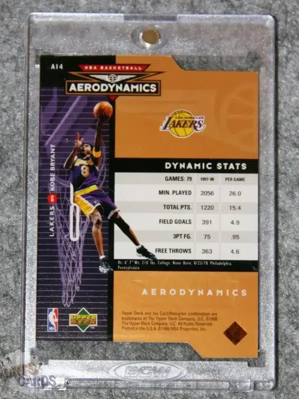 1998-99 Kobe Bryant #A14 Upper Deck AeroDynamics Bronze Quantum Die-Cut /2000-back