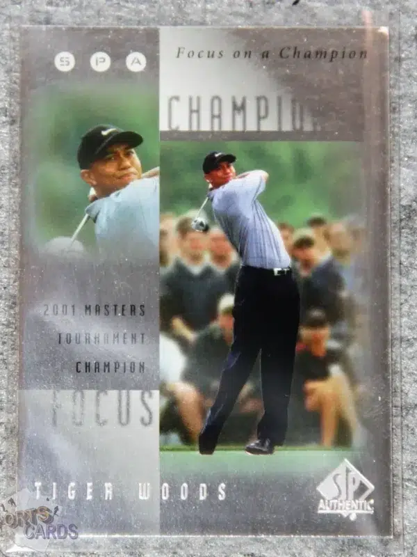 2001 Tiger Woods #FC6 Upper Deck SP Authentic Focus on a Champion-front