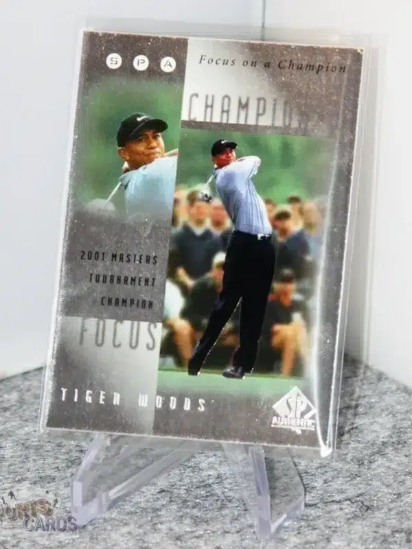 2001 Tiger Woods #FC6 Upper Deck SP Authentic Focus on a Champion-stand