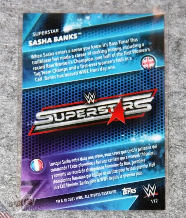 Alternative view of 2021 Sasha Banks #112 Topps WWE Superstars