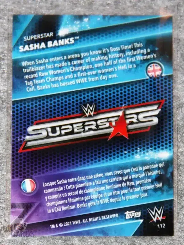 Alternative view of 2021 Sasha Banks #112 Topps WWE Superstars