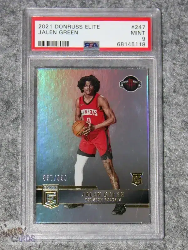 2021-22 Jalen Green #247 Panini Donruss Elite SN#357 RC PSA 9 MT-front
