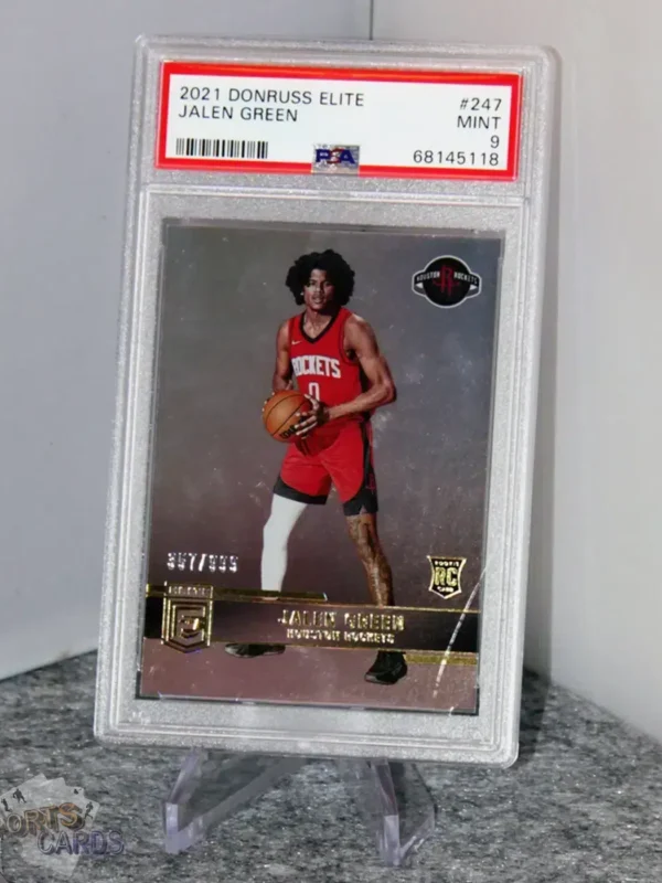 2021-22 Jalen Green #247 Panini Donruss Elite SN#357 RC PSA 9 MT-stand