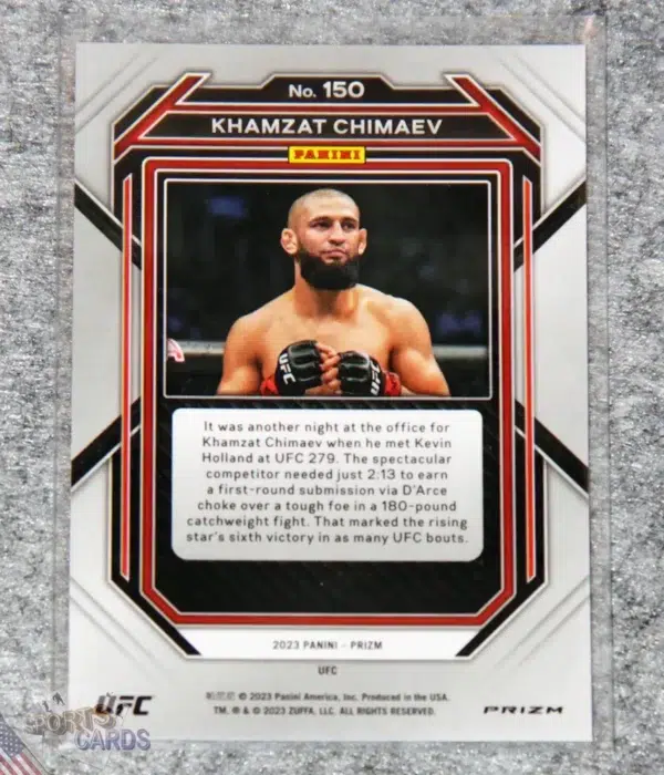 Alternative view of 2023 Khamzat Chimaev #150 Panini Silver Hyper Prizm