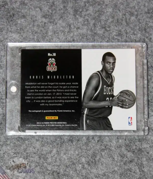 Alternative view of 2013-14 Khris Middleton #18 Panini Prestige Bonus Shots Auto