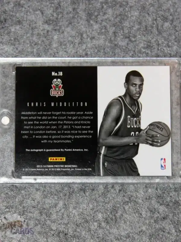 Alternative view of 2013-14 Khris Middleton #18 Panini Prestige Bonus Shots Auto