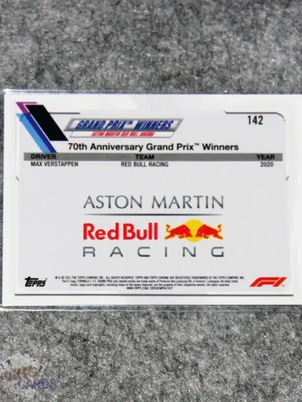 2021 Max Verstappen #142 Topps Chrome Formule 1 GP Winners-back