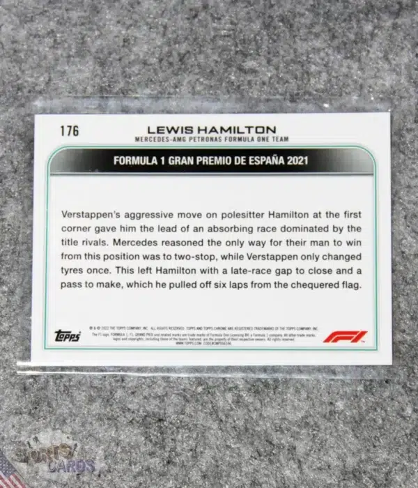 Alternative view of 2022 Lewis Hamilton #176 Topps Chrome F1 Checker Flag Refractor SP