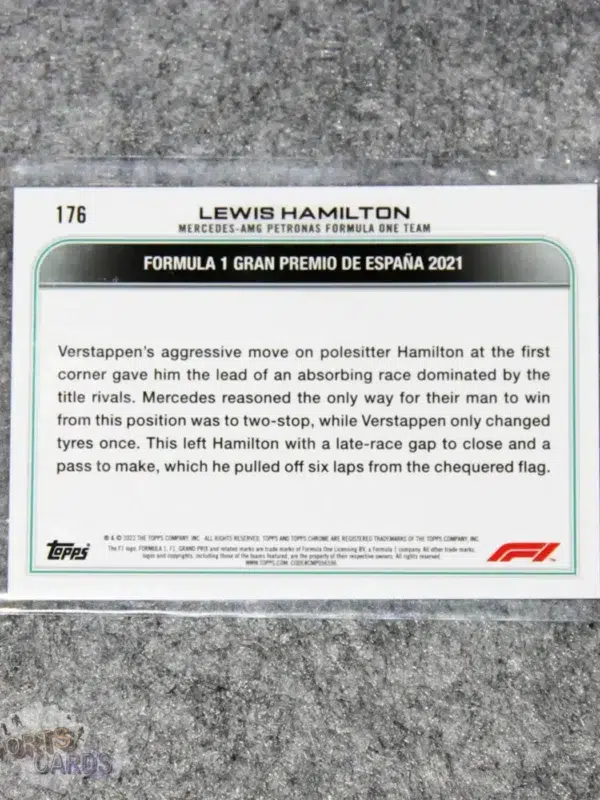 2022 Lewis Hamilton #176 Topps Chrome Checker Flag Refractor SP-back