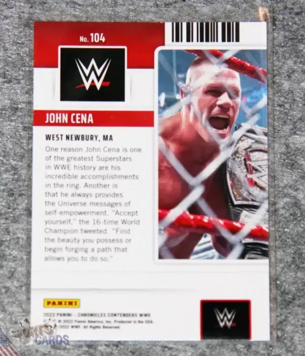 Alternative view of 2022 John Cena #104 Panini Chronicles Contenders Season Ticket
