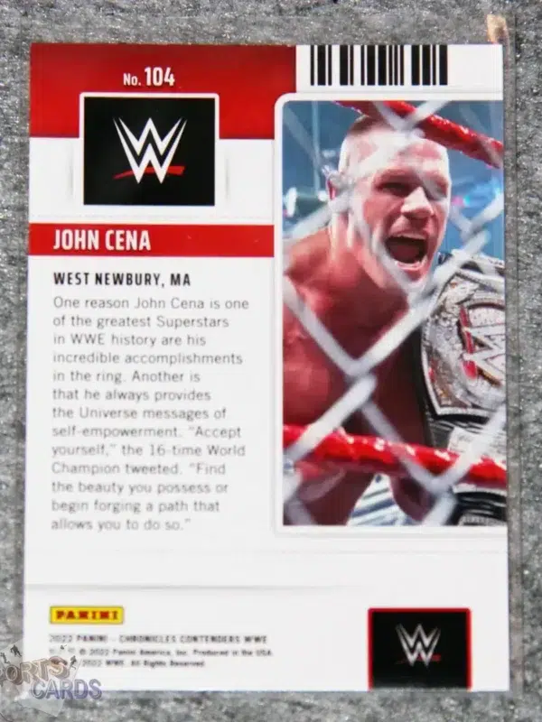 2022 John Cena #104 Panini Chronicles Contenders Season Ticket-back