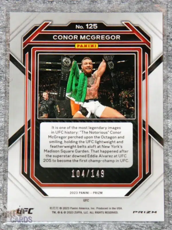 2023 Conor McGregor #125 Panini Prizm Purple Prizm /149-back