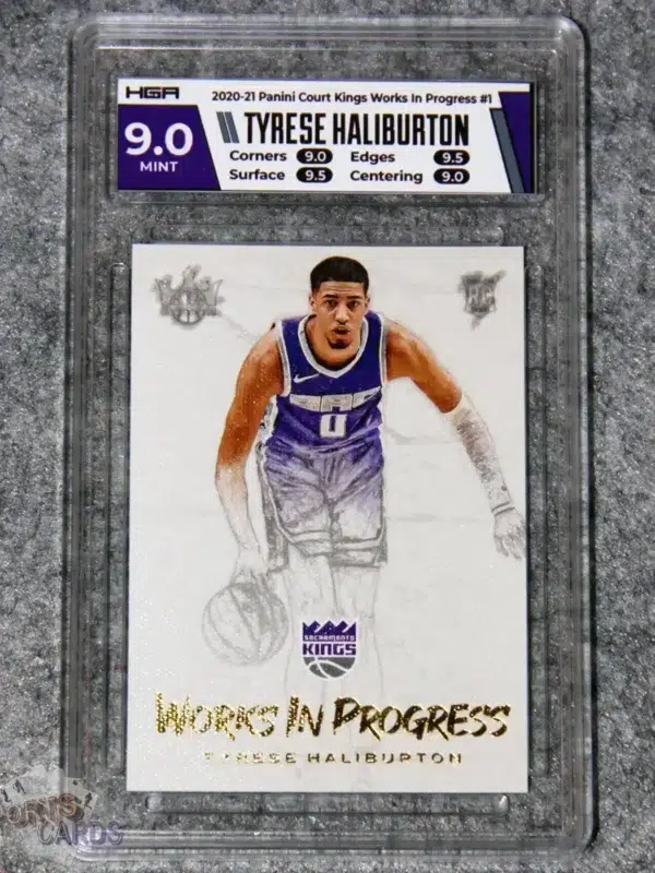 2020-21 Tyrese Haliburton #1 Panini Court Kings Works in Progress RC HGA 9 MT POP 2