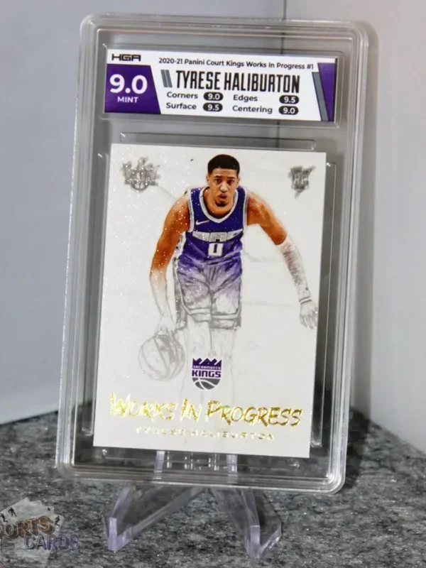 2020-21 Tyrese Haliburton #1 Panini Court Kings Works in Progress RC HGA 9 MT POP 2-stand