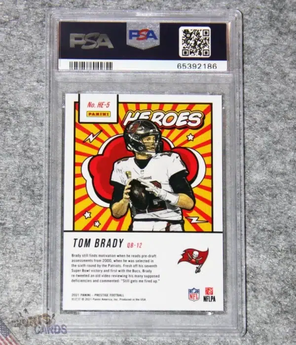 2021 Tom Brady #HE-5 Panini Prestige Heroes PSA 9 MINT-back
