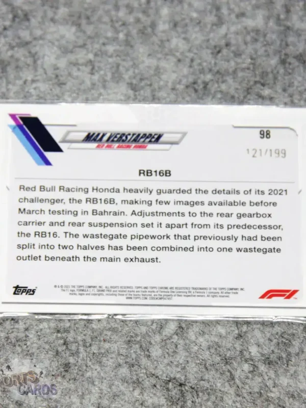 2021 Max Verstappen #98 Topps Chrome F1 Purple Checker Flag Refractor /199-back
