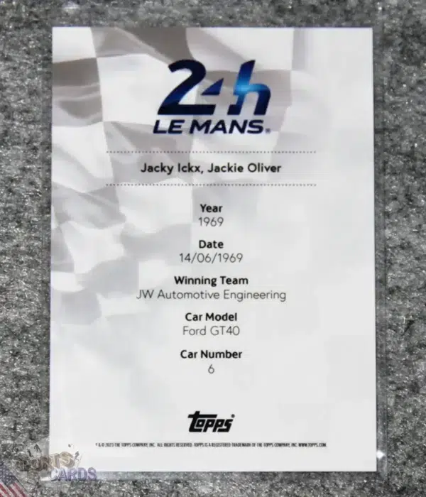 Alternative view of 2023 Topps 24H of Le Mans Poster Art #24 Ford GT40 14 & 15 june 1969