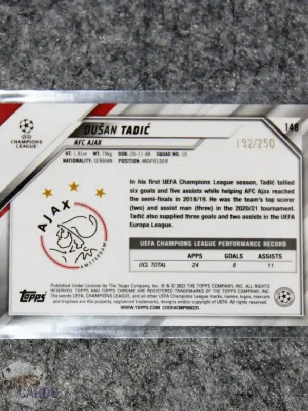 2021-22 Dusan Tadic #148 Topps Chrome UEFA Champions League Purple Diamond /250-back