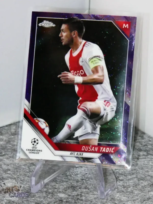 2021-22 Dusan Tadic #148 Topps Chrome UEFA Champions League Purple Diamond /250 - Afbeelding 3