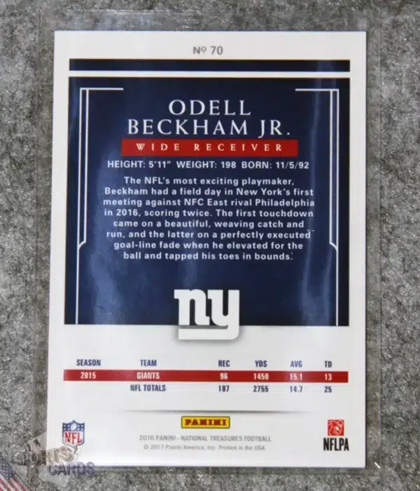 Alternative view of 2016 Odell Beckham Jr. #70 Panini National Treasures /49