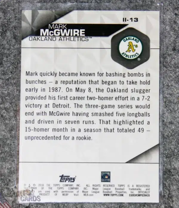 2018 Mark McGwire #II-13 Topps Instant Impact-back