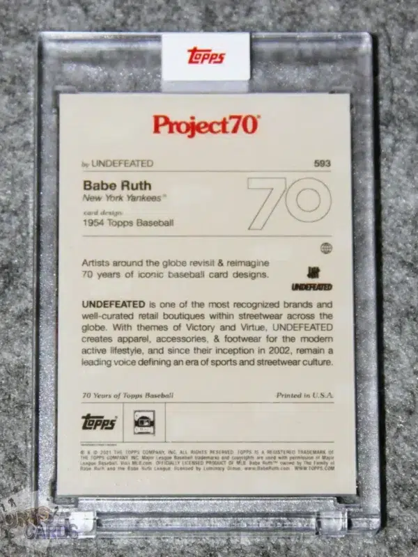 2021 Babe Ruth by UNDEFEATED #593 Topps Project 70-back
