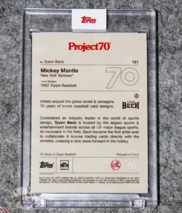 Alternative view of 2021 Mickey Mantle by Tyson Beck #121 Topps Project 70