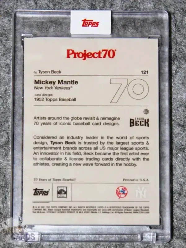 Alternative view of 2021 Mickey Mantle by Tyson Beck #121 Topps Project 70