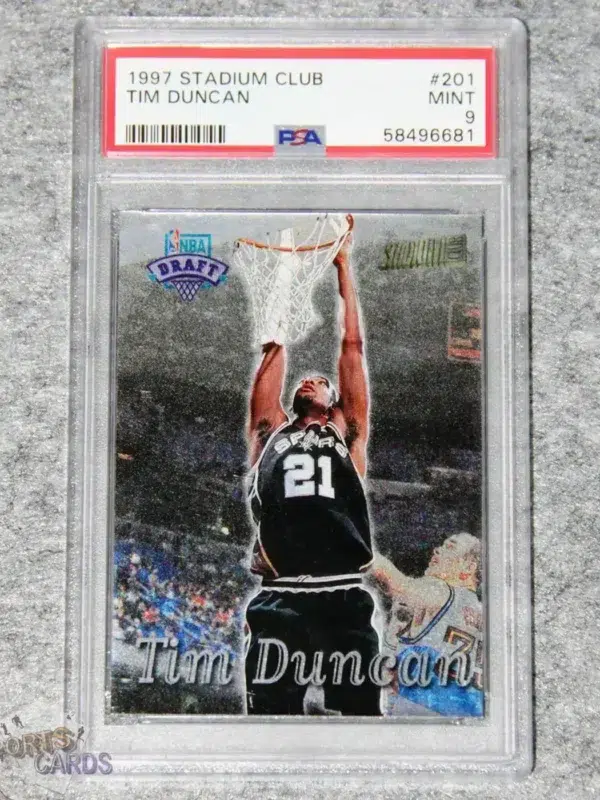 1997-98 Tim Duncan #201 Topps Stadium Club NBA Draft RC PSA 9 MINT