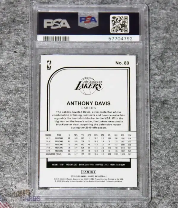 Alternative view of 2019-20 Anthony Davis #89 Panini NBA Hoops Blue PSA 9 MINT POP 4