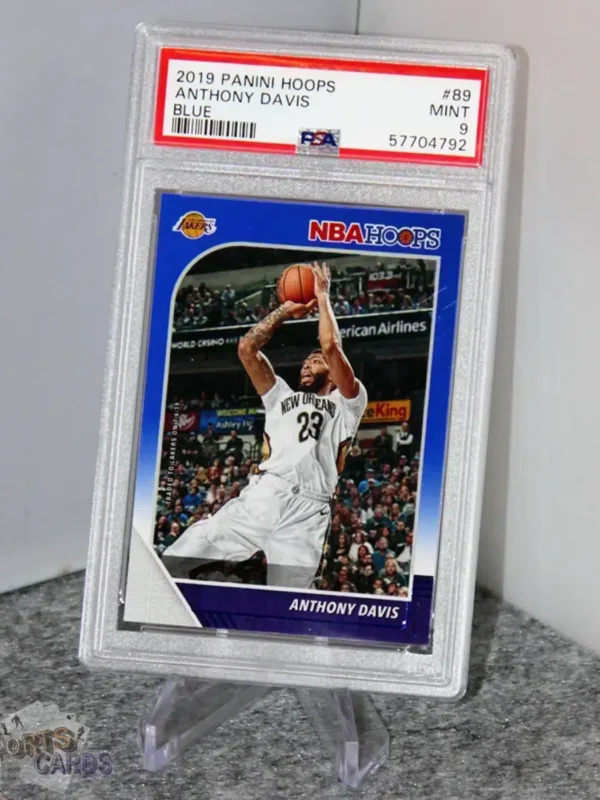 2019-20 Anthony Davis #89 Panini NBA Hoops Blue PSA 9 MINT POP 4-stand