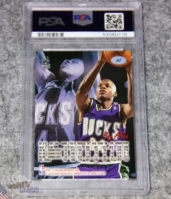 1996-97 Ray Allen #60 Fleer Utra RC PSA 9 MINT-back