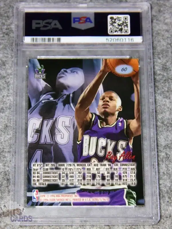 Alternative view of 1996-97 Ray Allen #60 Fleer Utra RC PSA 9 MINT