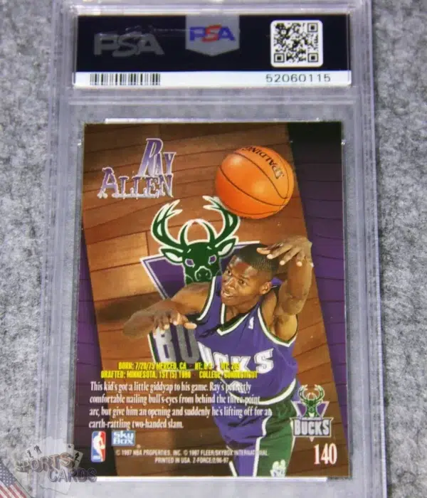 1996-97 Ray Allen #140 Skybox Z Force RC PSA 9 MINT-back