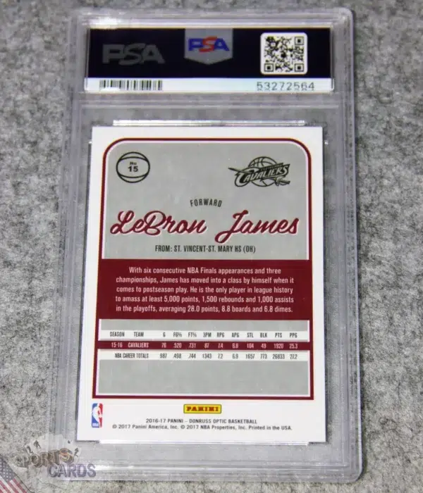 Alternative view of 2016-17 LeBron James #15 Panini Donruss Optic PSA 9 MINT