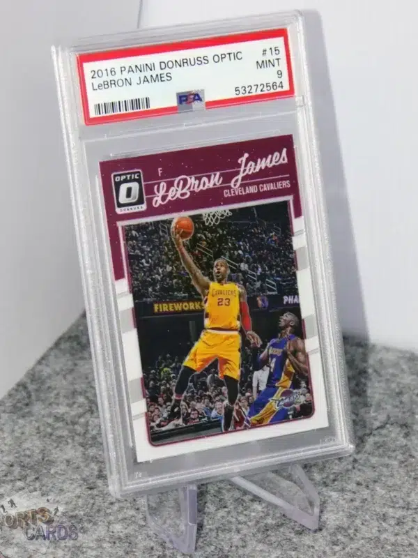 2016-17 LeBron James #15 Panini Donruss Optic PSA 9 MINT-stand