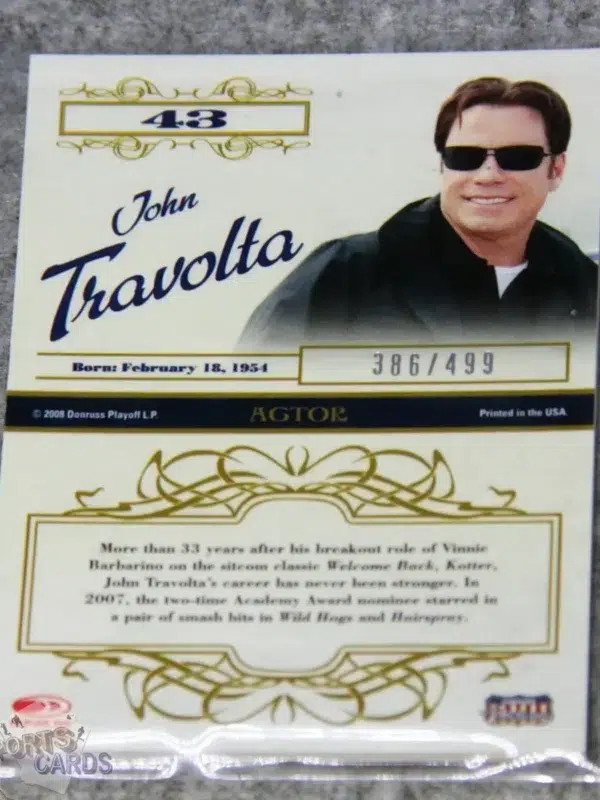 2008 John Travolta #43 Donruss Americana Celebrity Cuts /499-back
