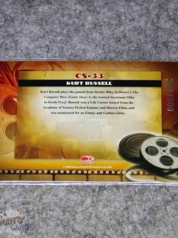 2008 Kurt Russell #33 Donruss Americana Cinema Stars /500-back