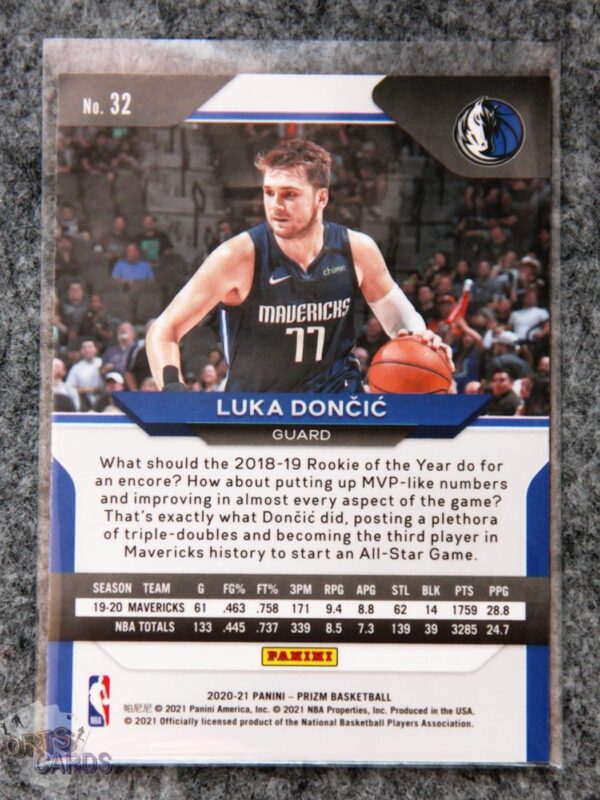 Alternative view of 2020-21 Luka Doncic #32 Panini Prizm