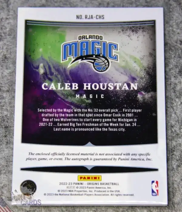 Alternative view of 2022-23 Caleb Houstan #RJA-CHS Panini Origins RC Patch Autograph