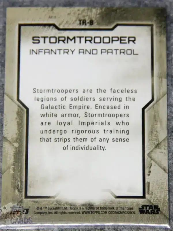 2017 Stormtrooper #TR-8 Topps Star Wars Rogue One Series Two Troopers-back