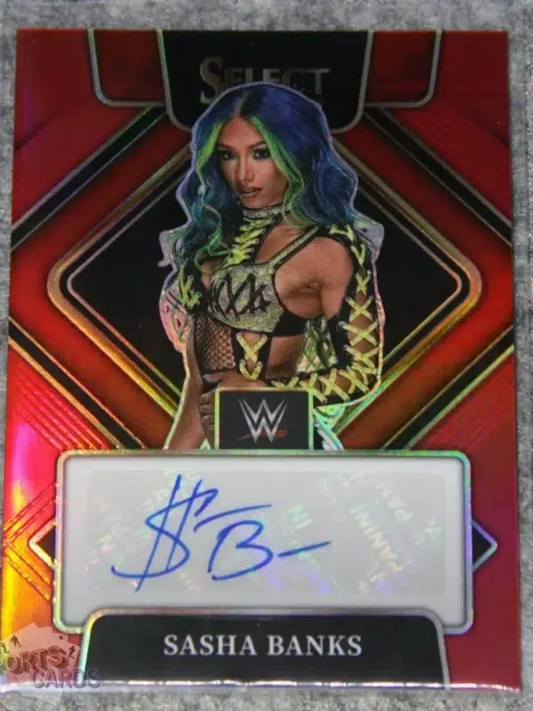 2022 Sasha Banks #SG-SBK Panini Select WWE Signatures Red Prizm /99-front